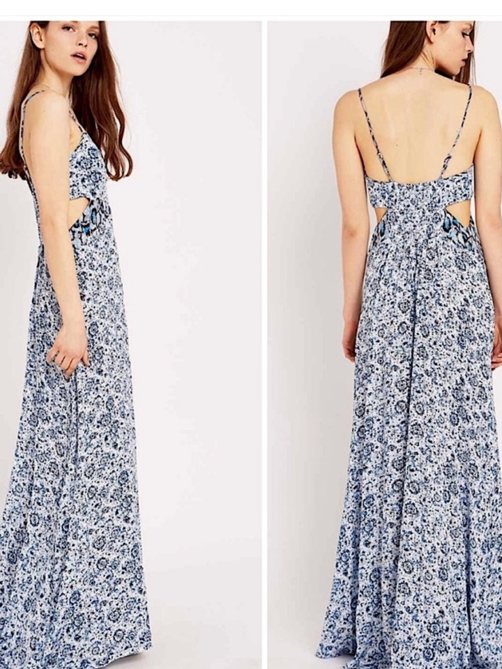 Urban Outfitters Ecoté Shipwreck Blue Cutout Maxi Dres